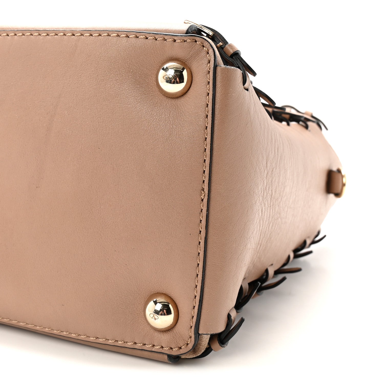 Valentino Garavani Vitello Buckle Trimmed Top Handle Satchel Poudre 9 of 9