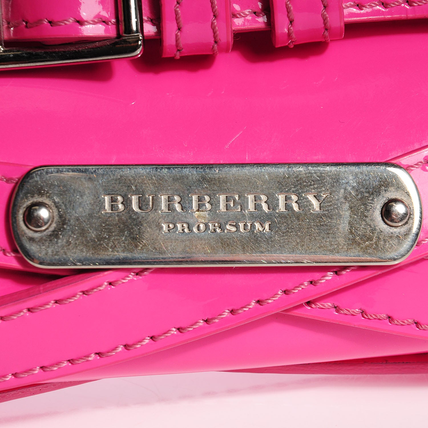 Burberry Patent Bridle Calfskin Parmoor Clutch Bag Pink 12 of 12