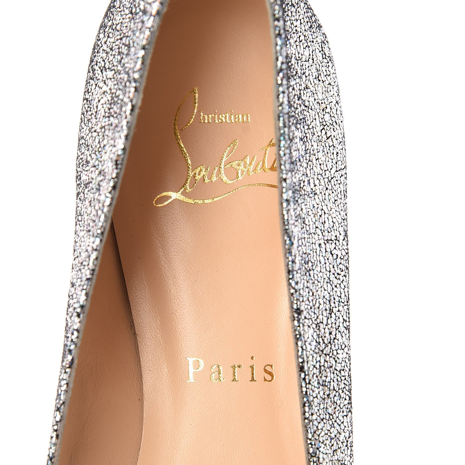 Christian Louboutin Nappa Mica Ballalla Flats 38.5 Silver 7 of 8