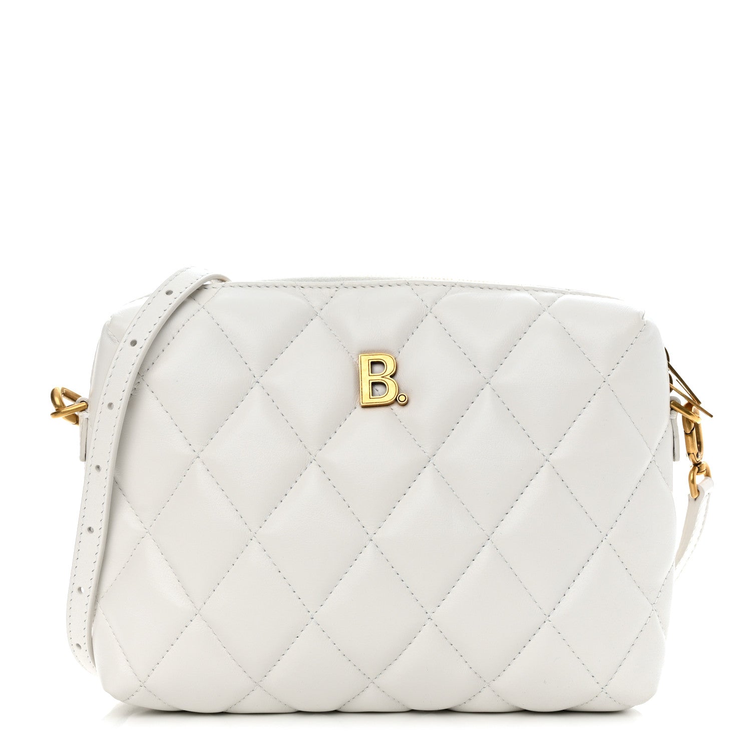 Balenciaga Nappa Calfskin Quilted Touch B Camera Shoulder Bag White 1 of 13