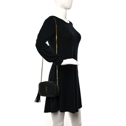 Saint Laurent Grain De Poudre Matelasse Monogram Mini Lou Camera Bag Black 3 of 8
