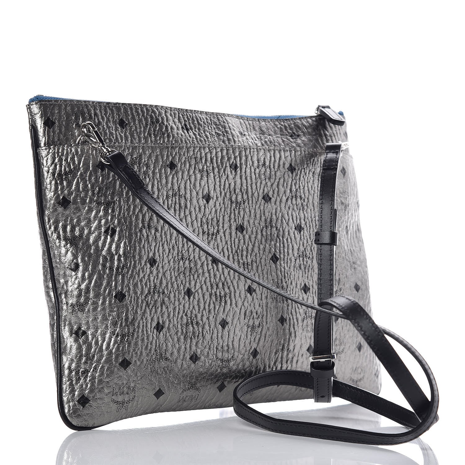 MCM Metallic Visetos Medium Punk Rabbit Crossbody Pouch Silver 3 of 9
