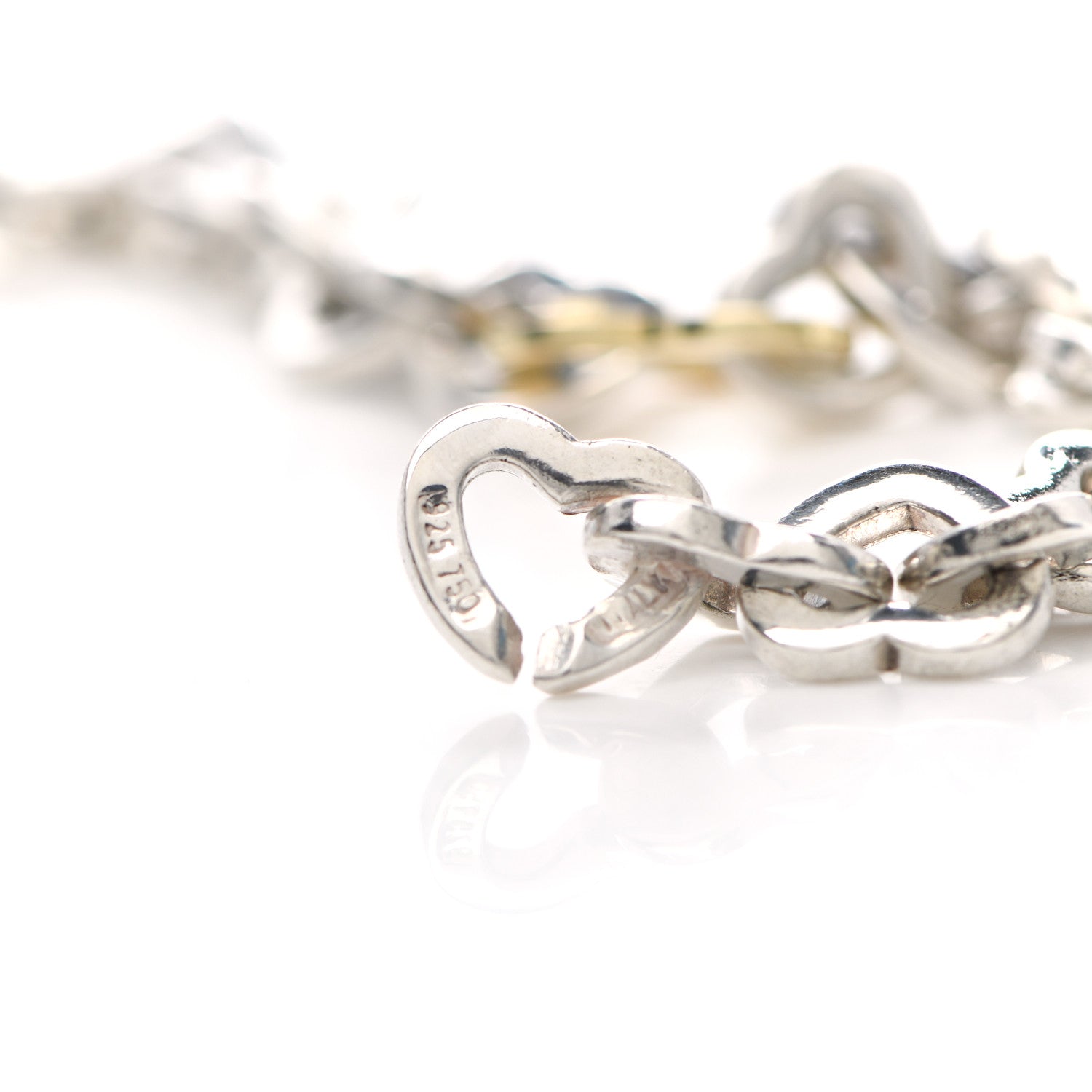 Tiffany Sterling Silver 18K Yellow Gold Heart Links Bracelet 3 of 4
