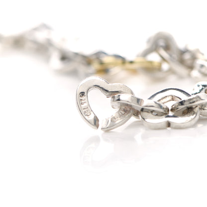 Tiffany Sterling Silver 18K Yellow Gold Heart Links Bracelet 3 of 4