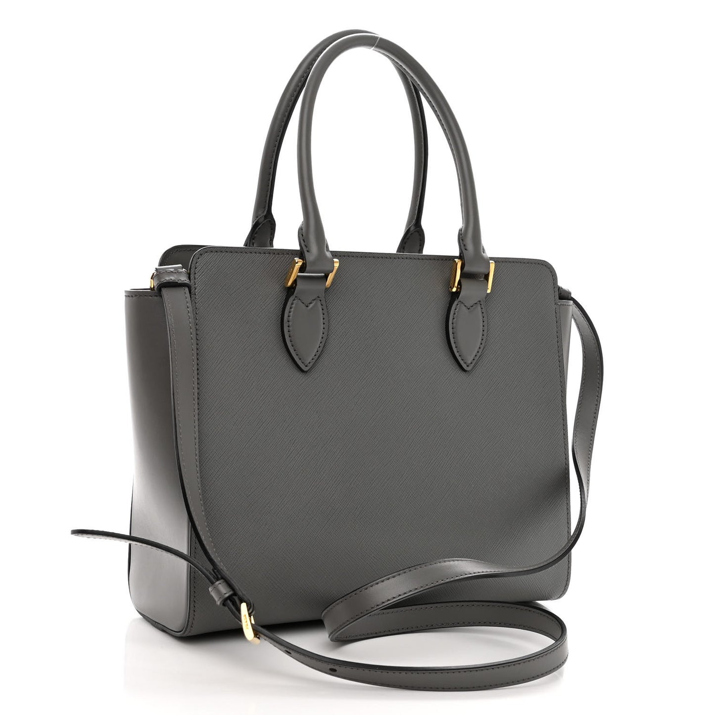 Saffiano Soft Calfskin Small Zippered Tote Marmo