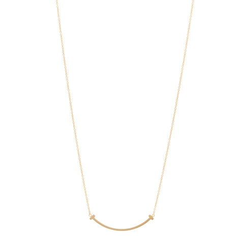 18K Yellow Gold Small T Smile Pendant Necklace