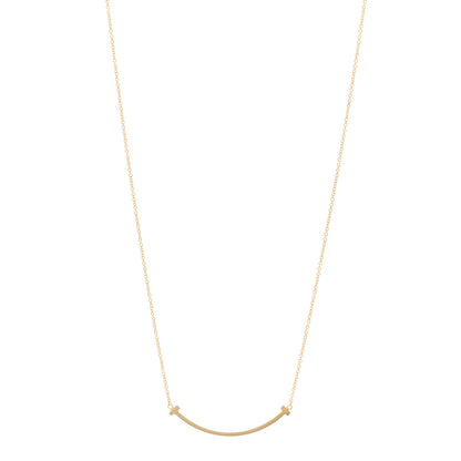 Tiffany 18K Yellow Gold Small T Smile Pendant Necklace 1 of 5