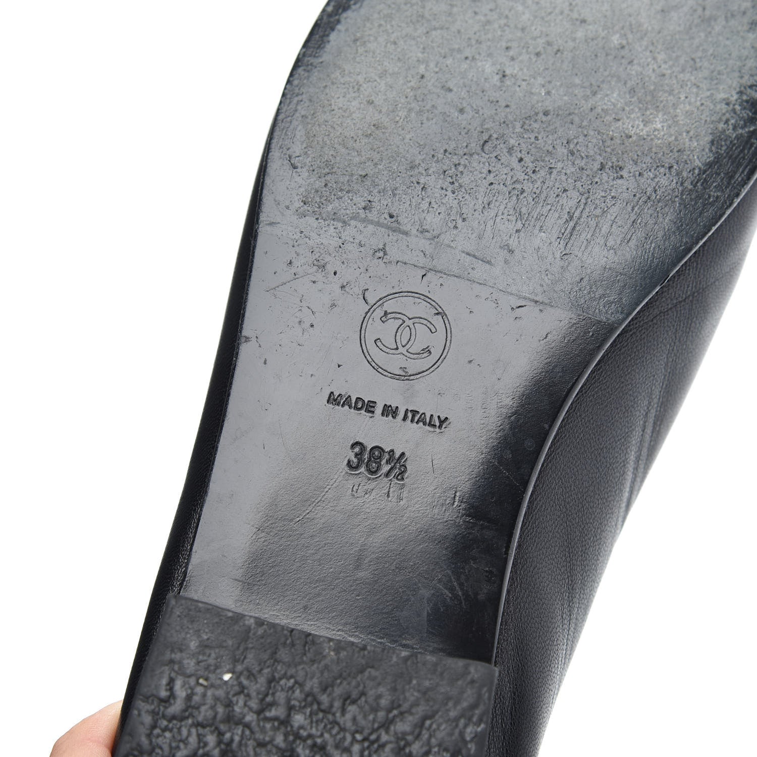 Chanel Lambskin Patent Cap Toe Ballerina Flats 38.5 Black 7 of 12