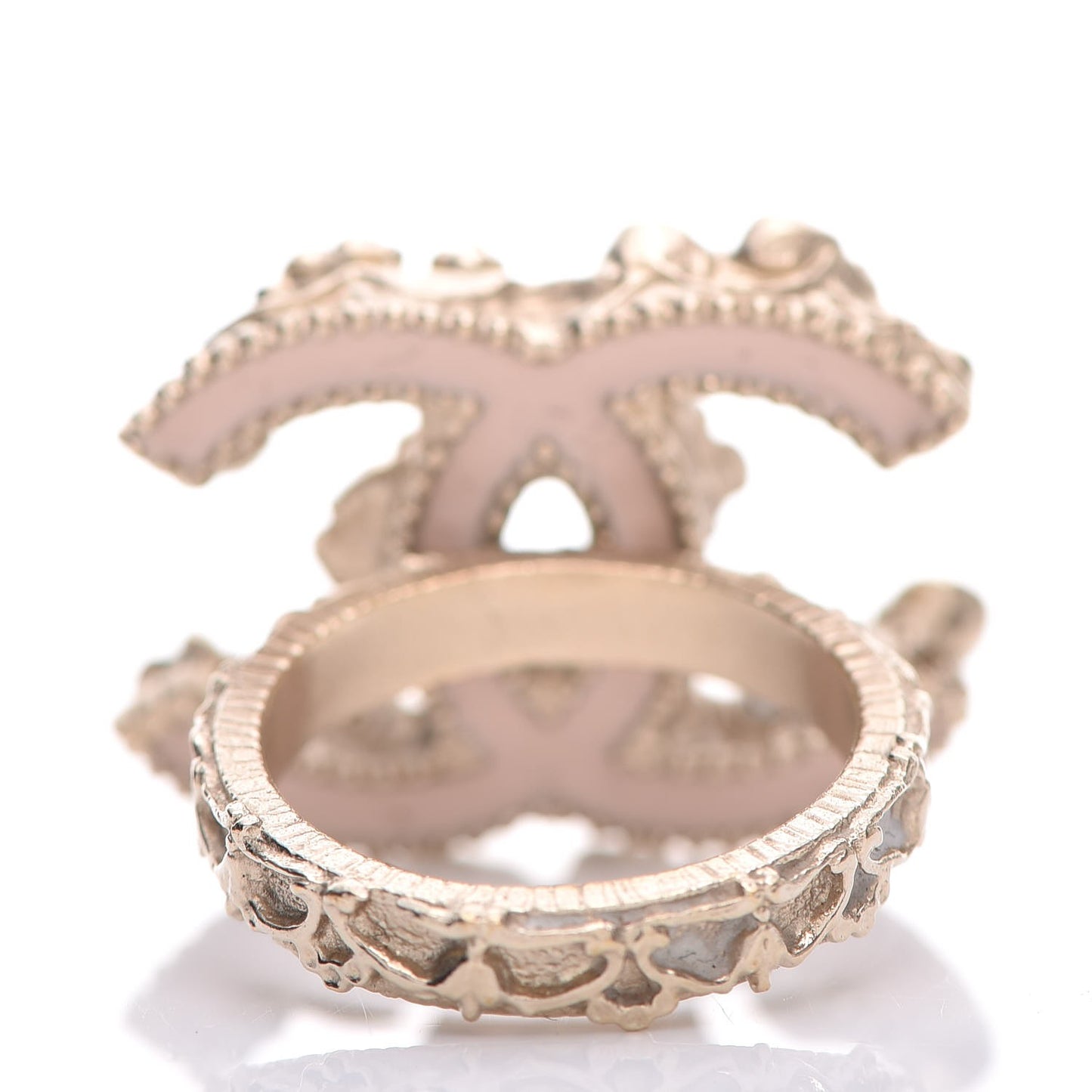 Resin Crystal Pearl CC Flower Ring 6.5 Gold