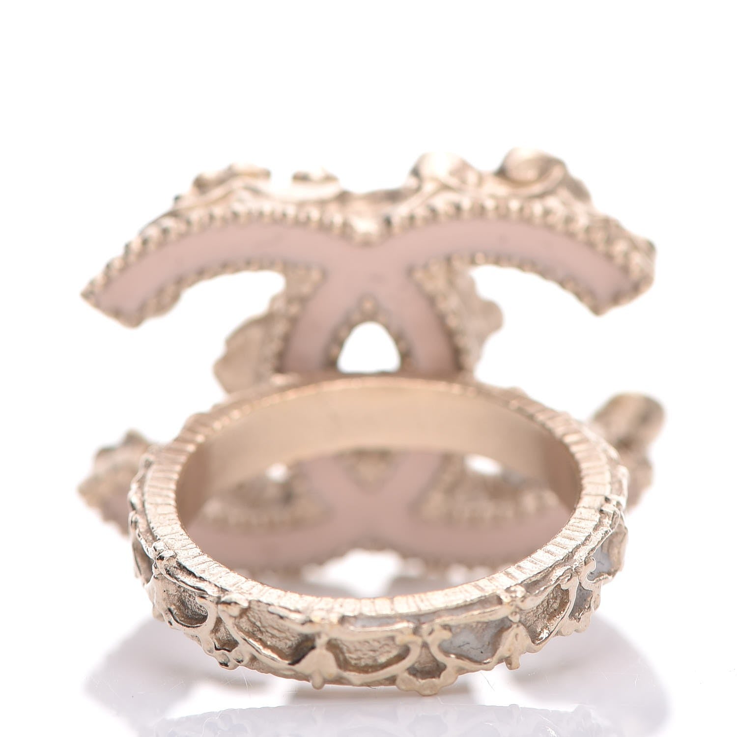 Chanel Resin Crystal Pearl CC Flower Ring 6.5 Gold 4 of 7