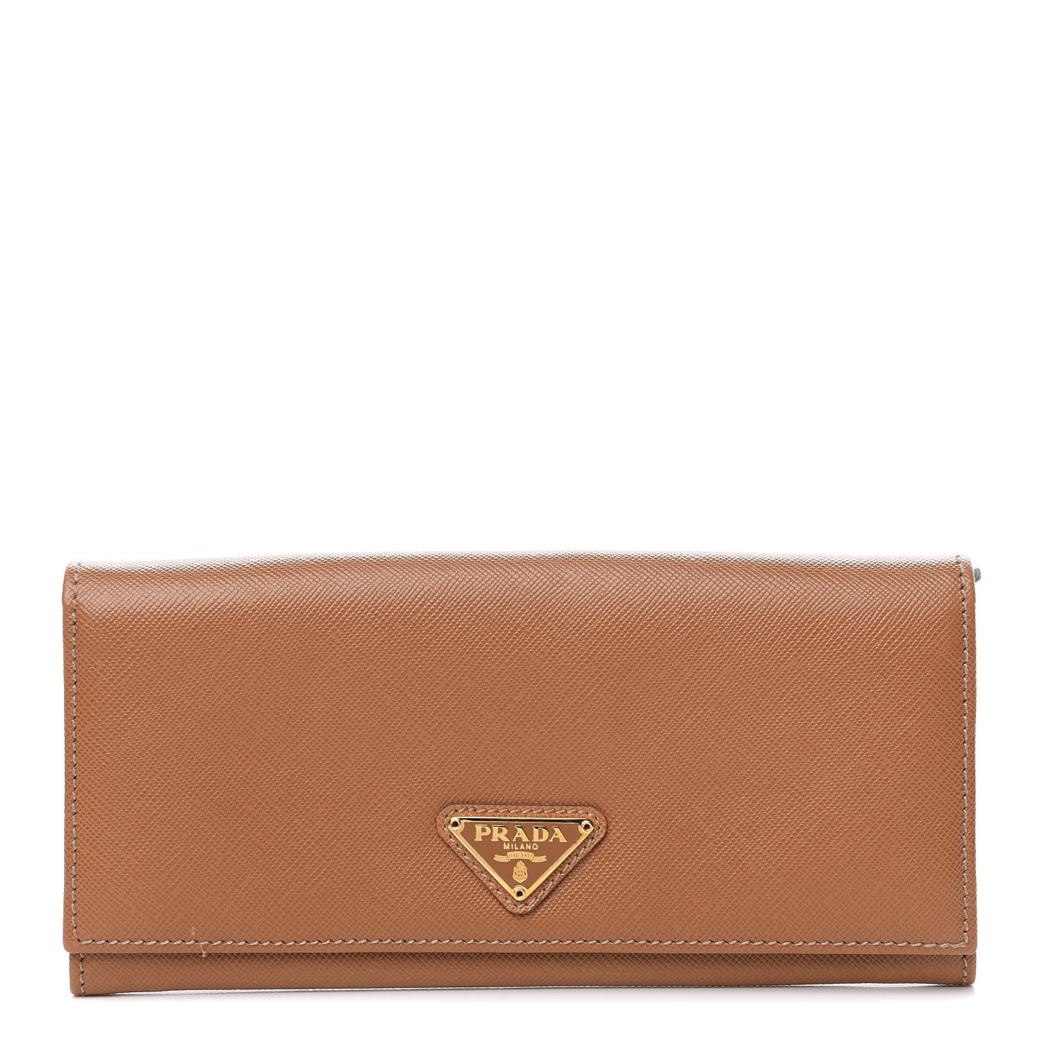 Prada Saffiano Continental Flap Wallet Caramel 1 of 6