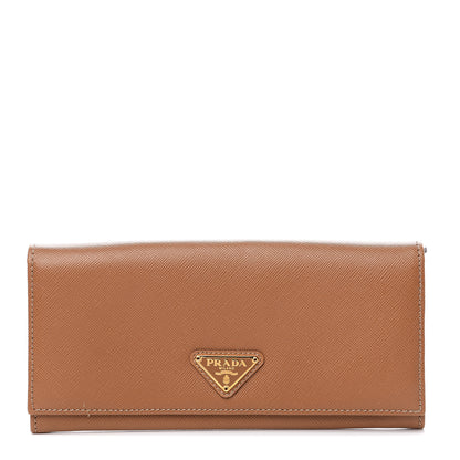 Prada Saffiano Continental Flap Wallet Caramel 1 of 6