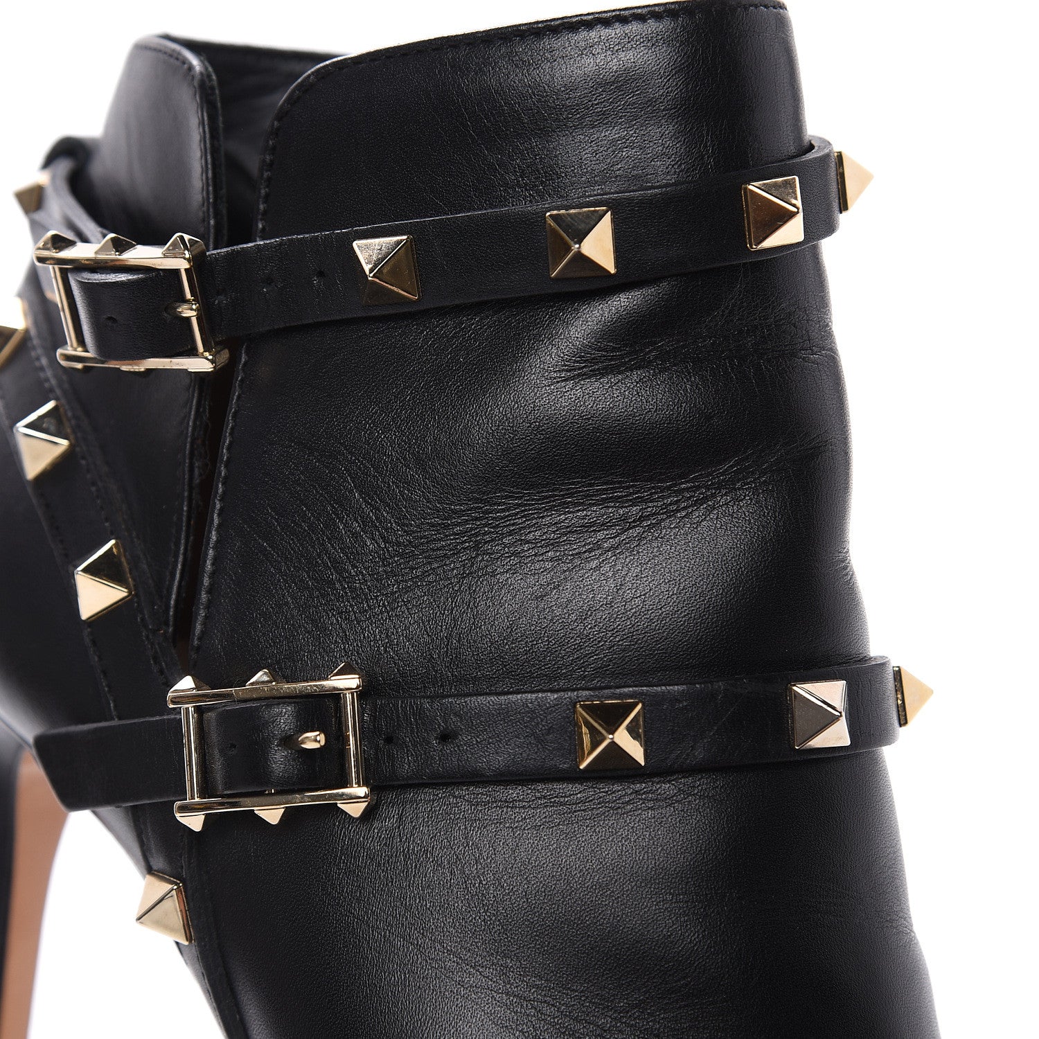 Valentino Garavani Calfskin Rockstud Double Buckle 100mm Ankle Boots 36 Black 11 of 15