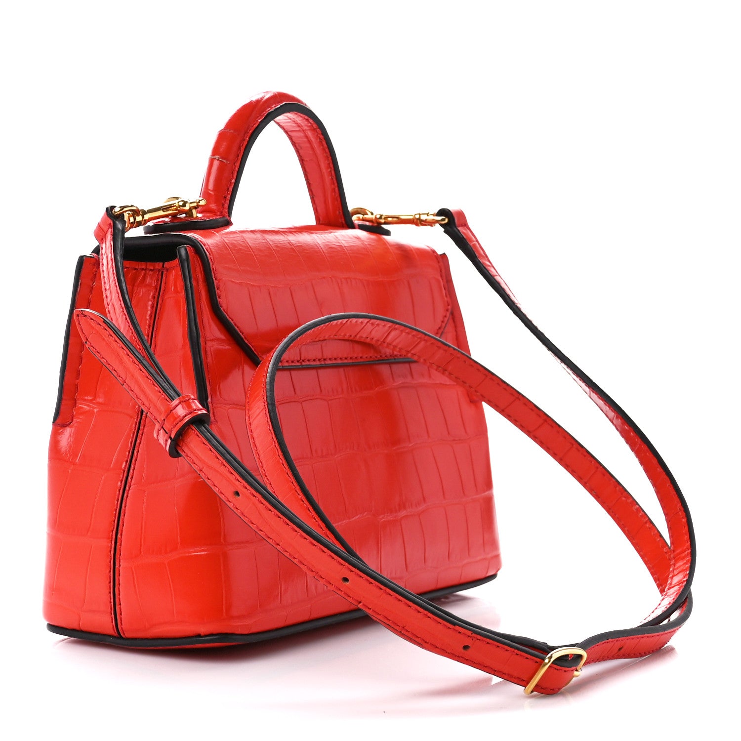 Mulberry Shiny Crocodile Embossed Micro Seaton Hibiscus Red 3 of 11