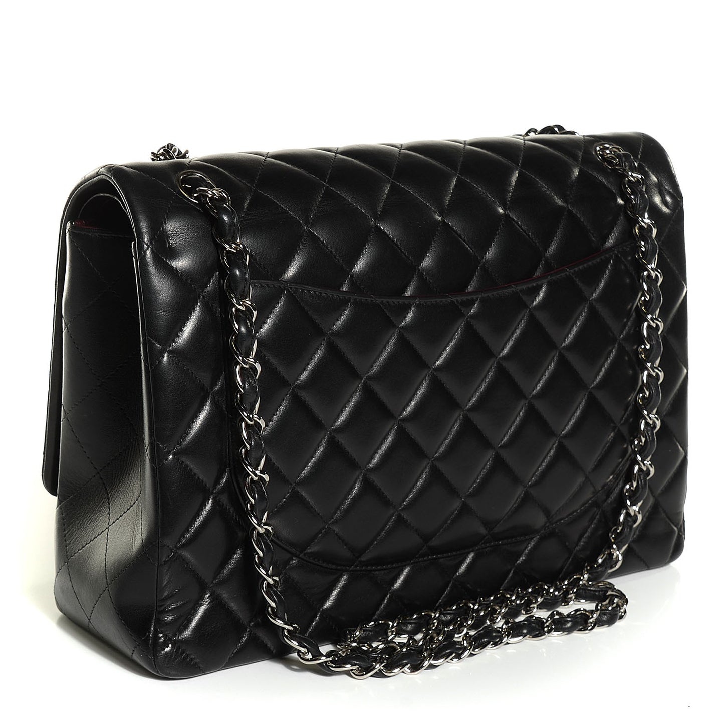 Lambskin Quilted Maxi Double Flap Black