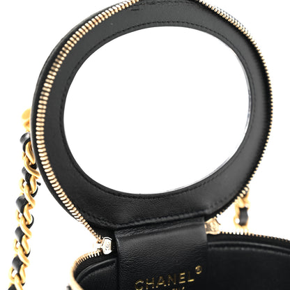 Chanel Lambskin Quilted Afternoon Tea Top Handle Vanity Case With Chain Black 11 of 12