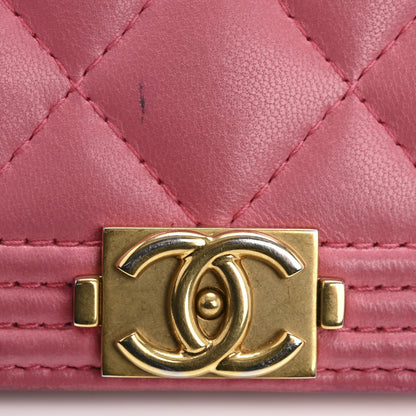 Chanel Lambskin Quilted Boy Yen Wallet Pink 12 of 17