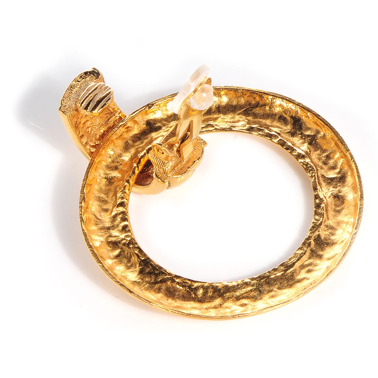 Quilted Hoop Clip On Earrings Gold