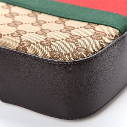 Gucci GG Supreme Monogram Web Small Webby Bee Shoulder Bag Dark Brown 10 of 11