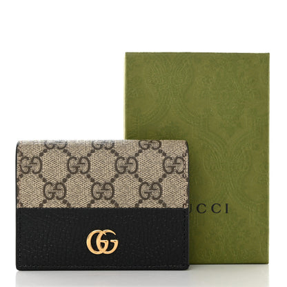 Gucci Dollar Calfskin GG Supreme Monogram GG Marmont Card Case Black Beige Ebony 8 of 8