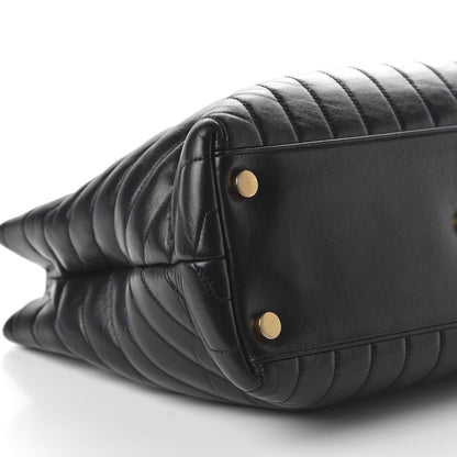 Saint Laurent Calfskin Y Quilted Monogram Large Loulou Shopper Black 6 of 9