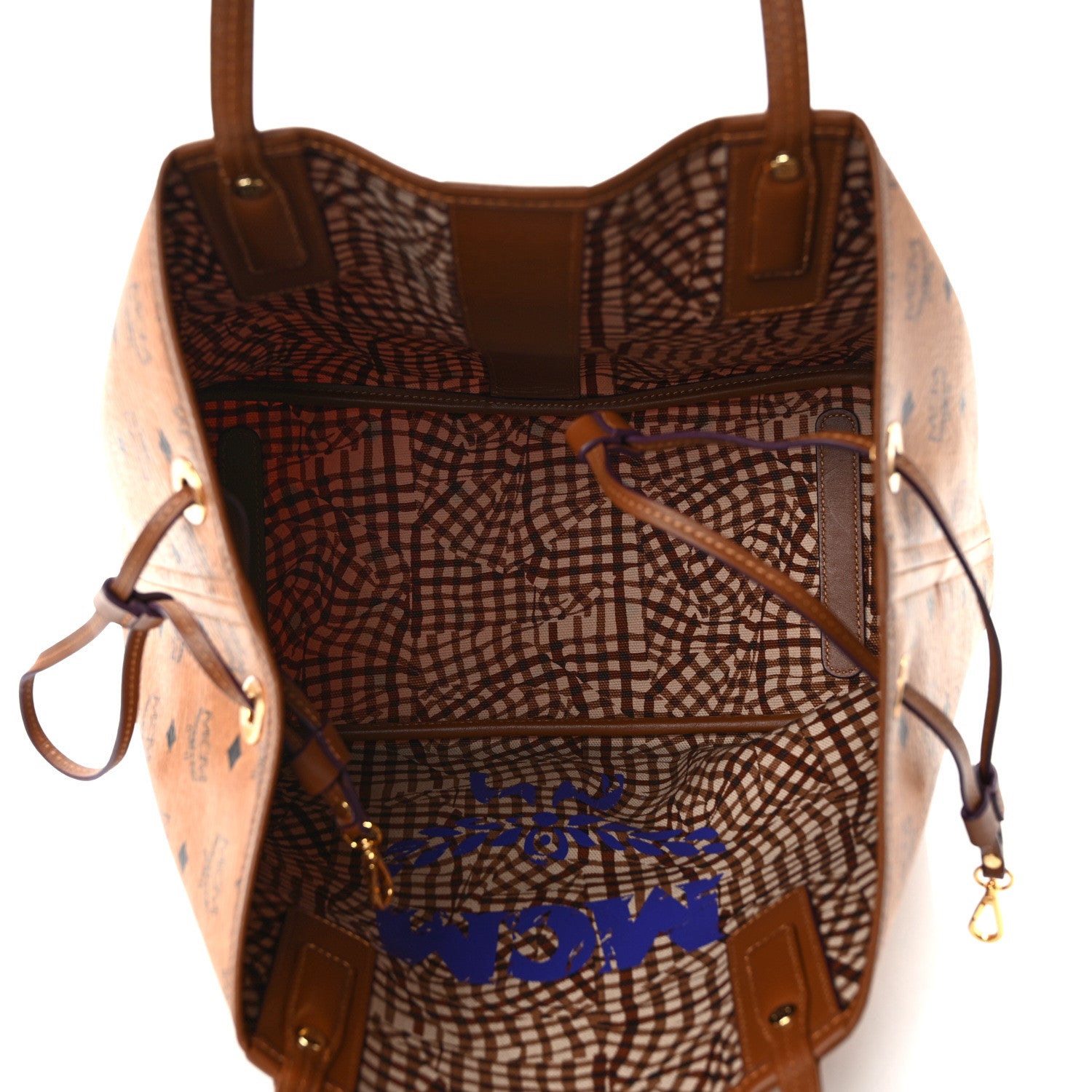 MCM Visetos Medium Liz Reversible Shopper Tote Cognac 9 of 21