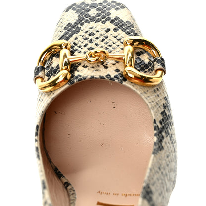 Gucci Calfskin Snakeskin Print Horsebit Platform 35/120mm Slingback Pumps 37.5 Beige Avana 8 of 8