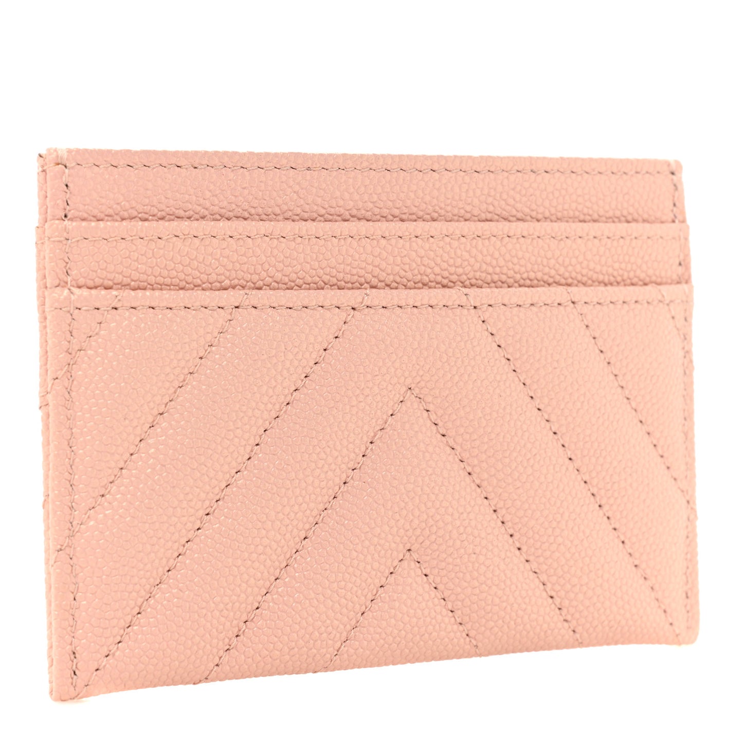 Metallic Caviar Chevron Quilted Vintage Mademoiselle Card Holder Pink