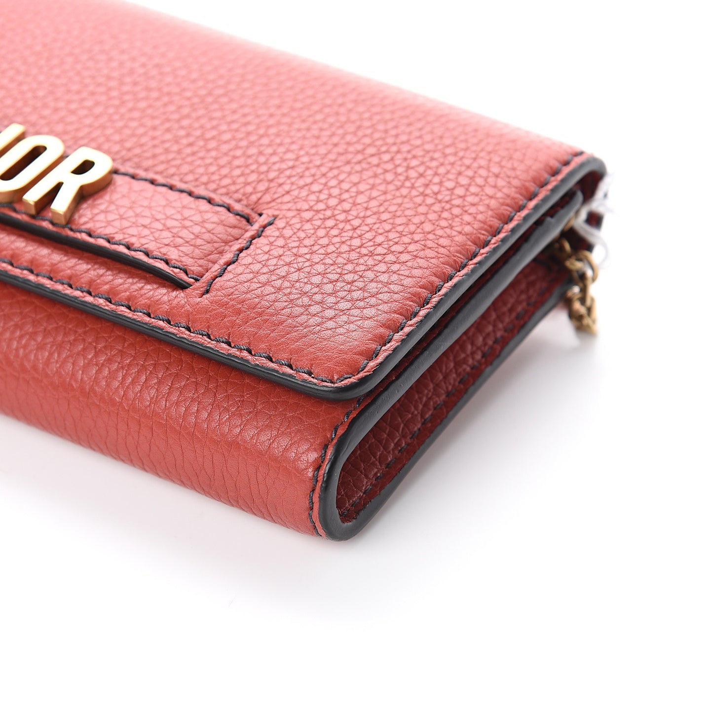Grained Lambskin J'adior Croisiere Chain Wallet Red