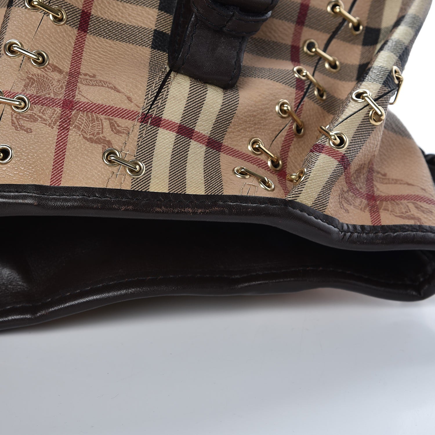 Burberry Haymarket Check Metal Stitch Lowry Dark Brown 11 of 24