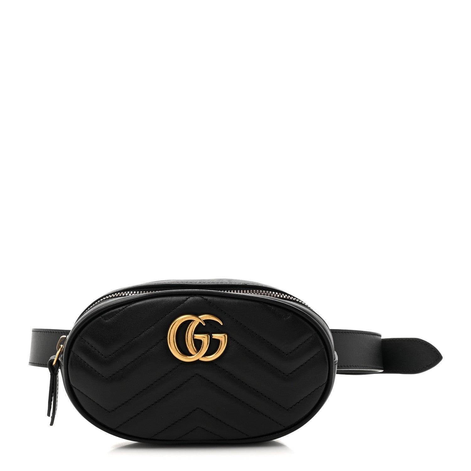 Gucci Calfskin Matelasse GG Marmont Belt Bag 85 34 Black 1 of 11