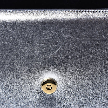 Saint Laurent Metallic Calfskin Classic Monogram Cassandre Clutch Argento 11 of 11