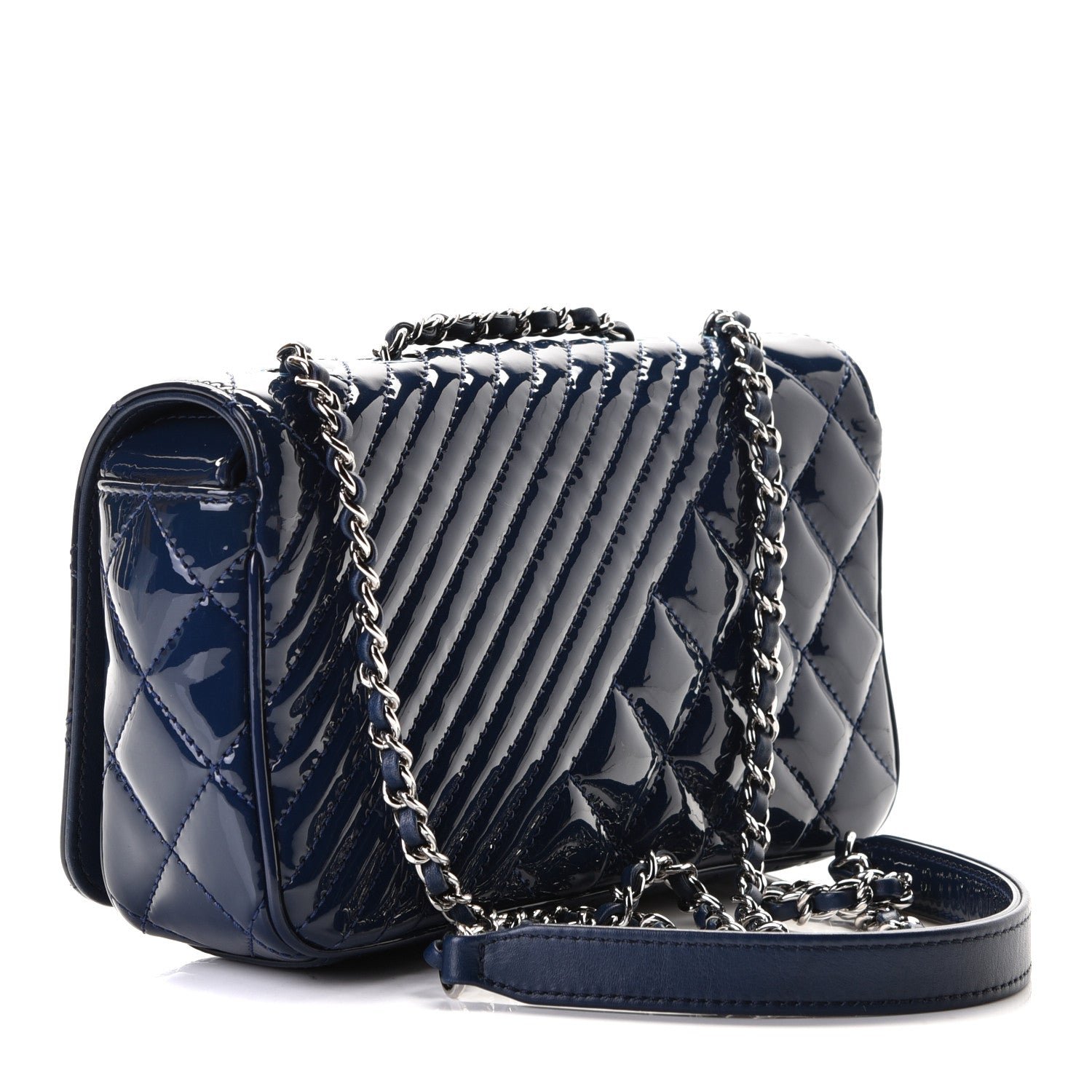 Chanel Patent Quilted Small Coco Boy Flap Navy 2 of 6