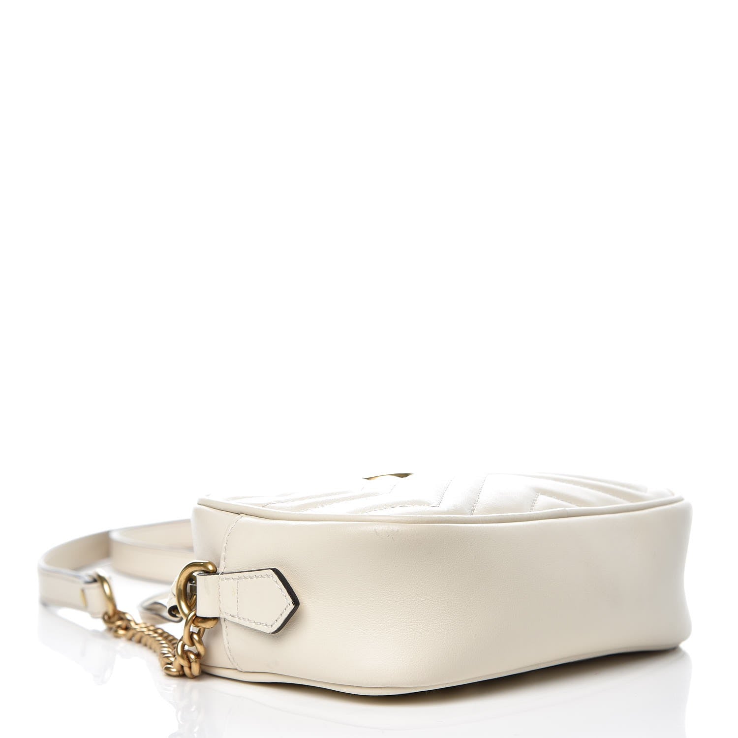 Gucci Calfskin Matelasse Mini GG Marmont Chain Shoulder Bag White 4 of 12