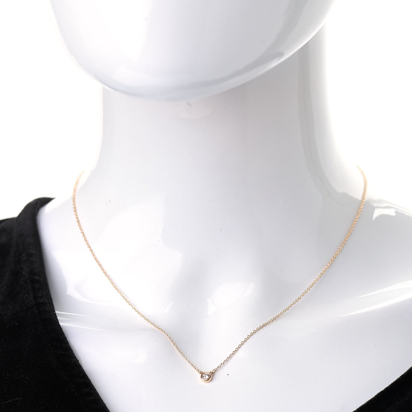 18K Rose Gold Diamond .07ct Elsa Peretti Diamonds by the Yard Pendant Necklace
