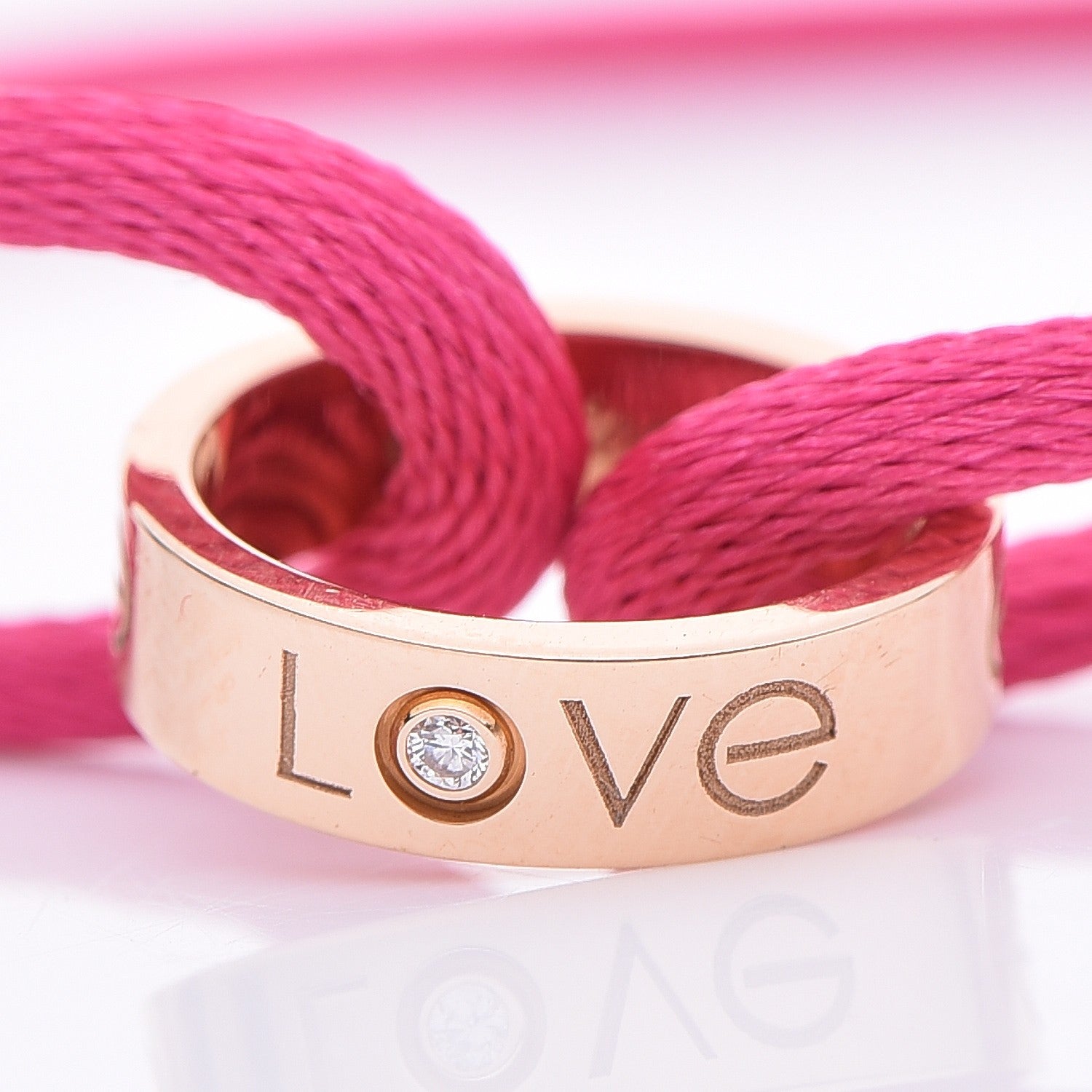 Cartier 18K Pink Gold Diamond Charity LOVE Adjustable Cord Bracelet Pink 7 of 7