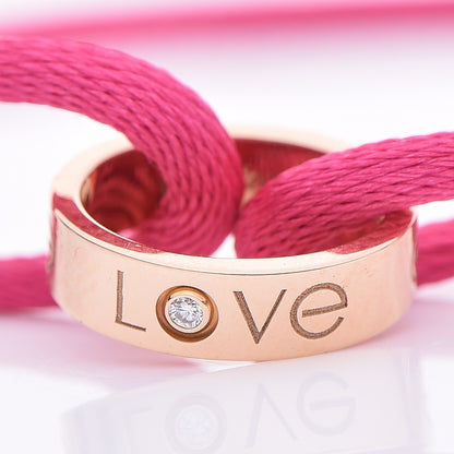 Cartier 18K Pink Gold Diamond Charity LOVE Adjustable Cord Bracelet Pink 7 of 7