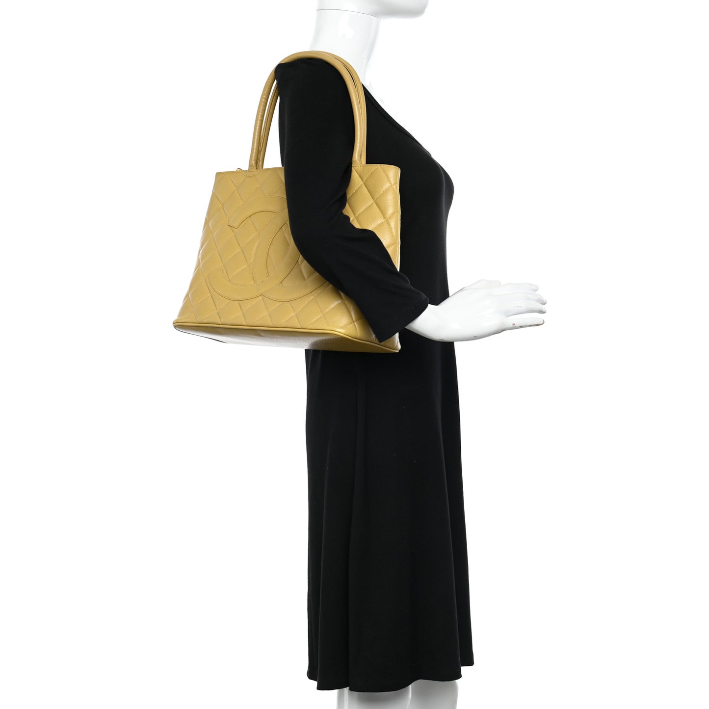 Caviar Quilted Medallion Tote Yellow