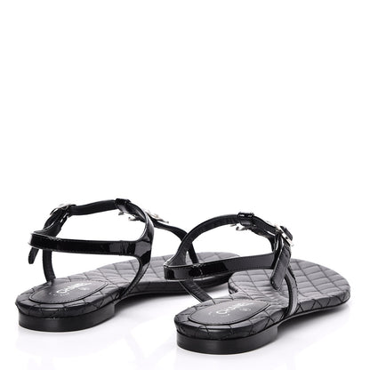 Chanel Patent CC Thong Sandals 35.5 Black 4 of 8