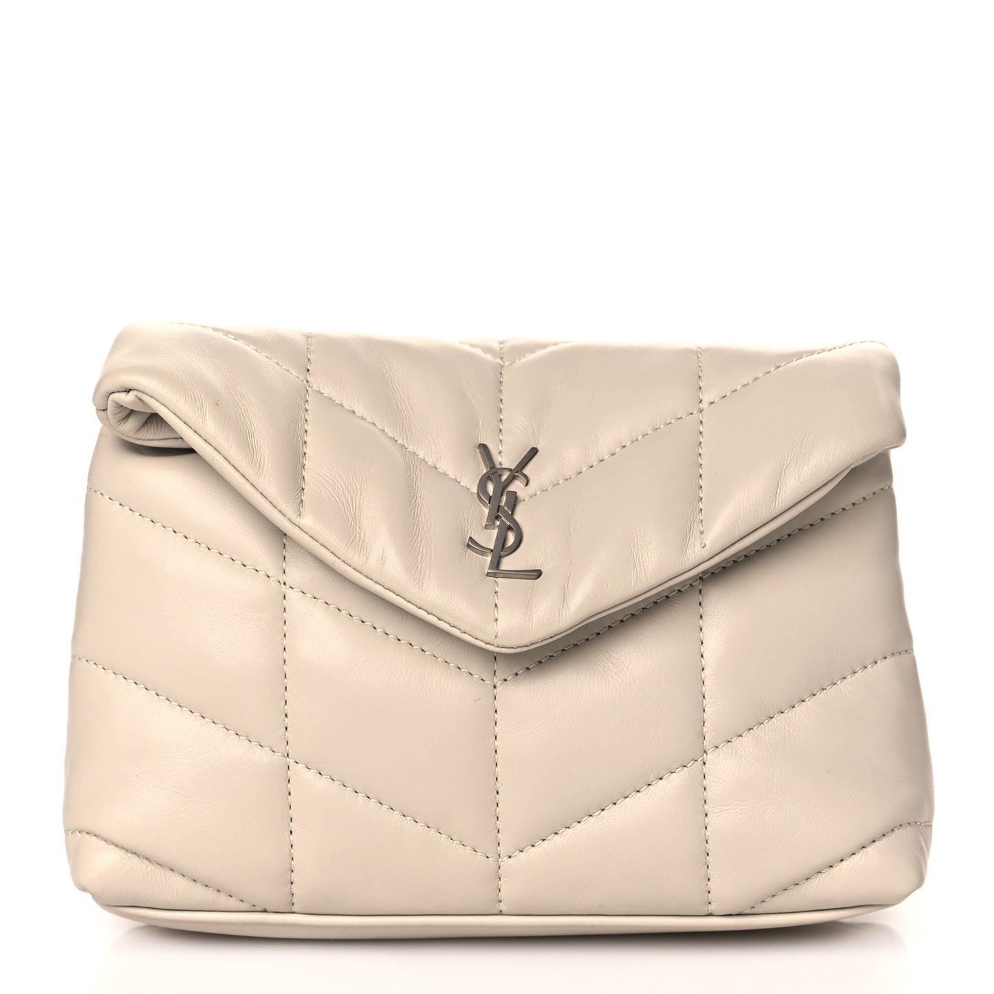 Lambskin Monogram Loulou Puffer Pouch Clutch Crema Soft