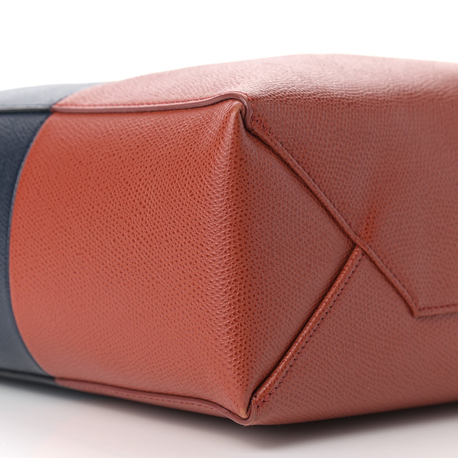 Celine Grained Calfskin Small Vertical Bi-Cabas Navy Terracotta 5 of 12