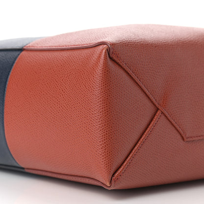 Celine Grained Calfskin Small Vertical Bi-Cabas Navy Terracotta 5 of 12