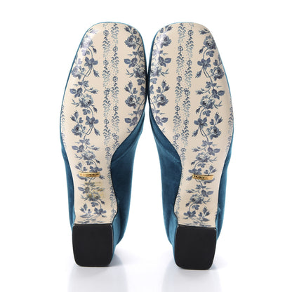 Gucci Softy Velvet GG Victoire 55mm Loafer Pumps 37.5 Pavone 5 of 11