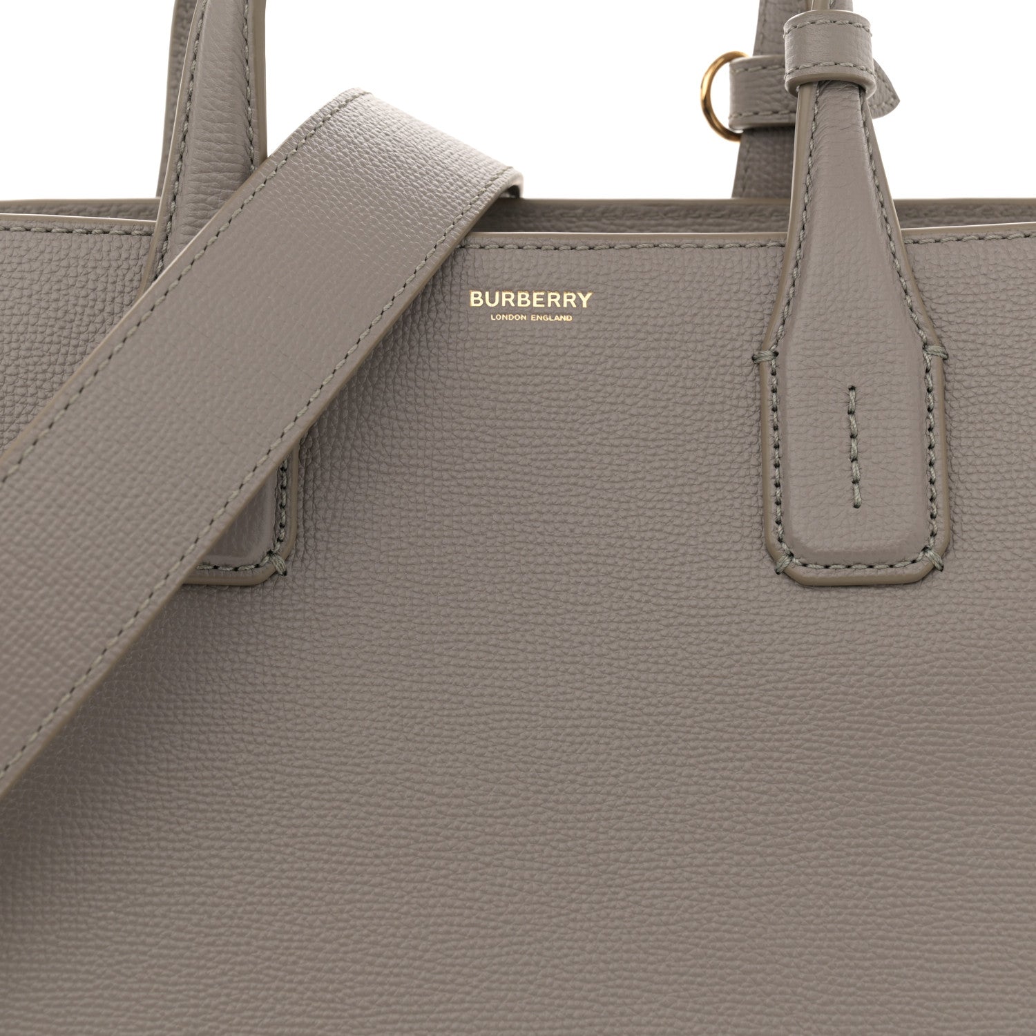 Burberry Grainy Calfskin House Check Medium Banner Tote Taupe Brown 8 of 10