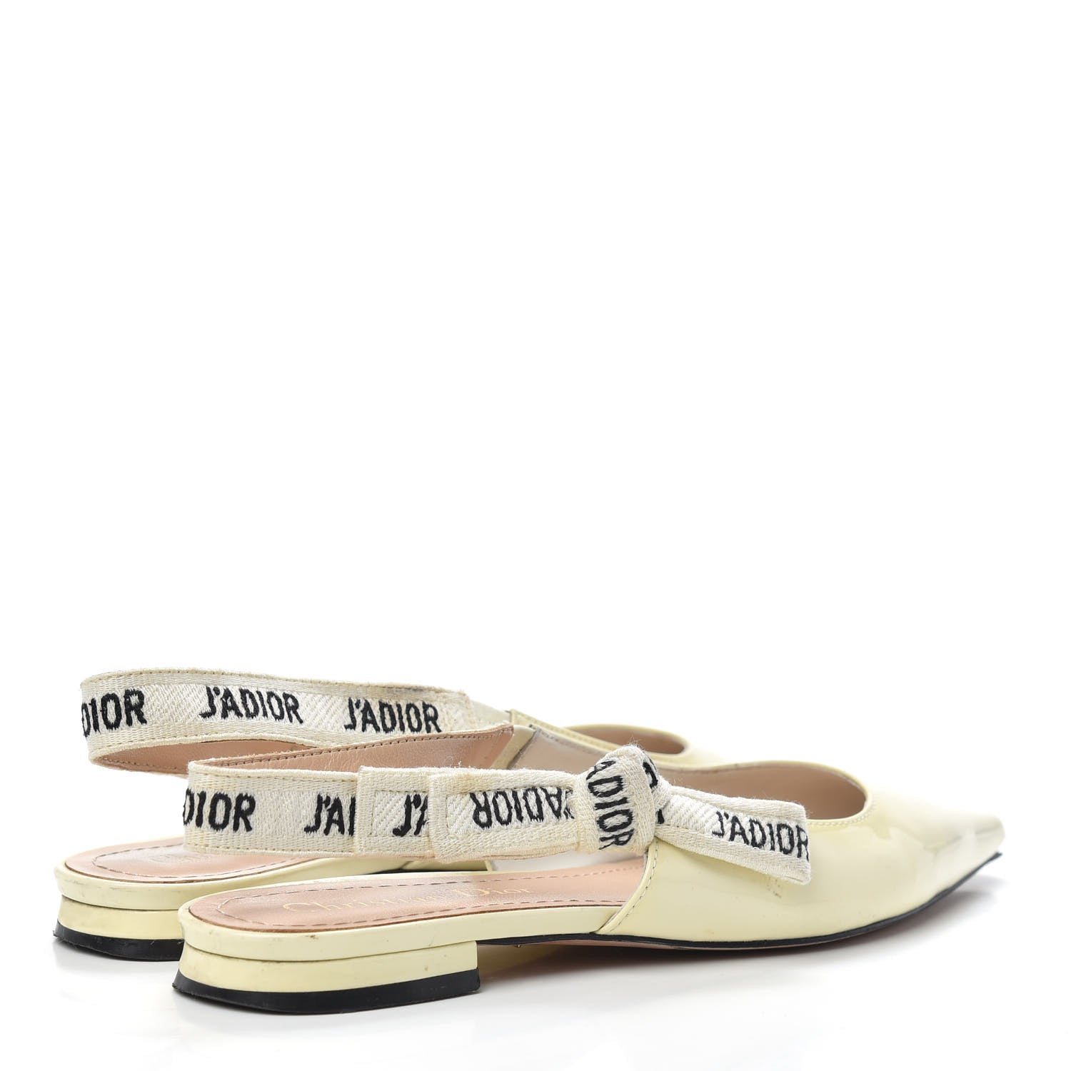 Christian Dior Patent Ribbon J'Adior Slingback Ballet Flats 36 Off White 5 of 12