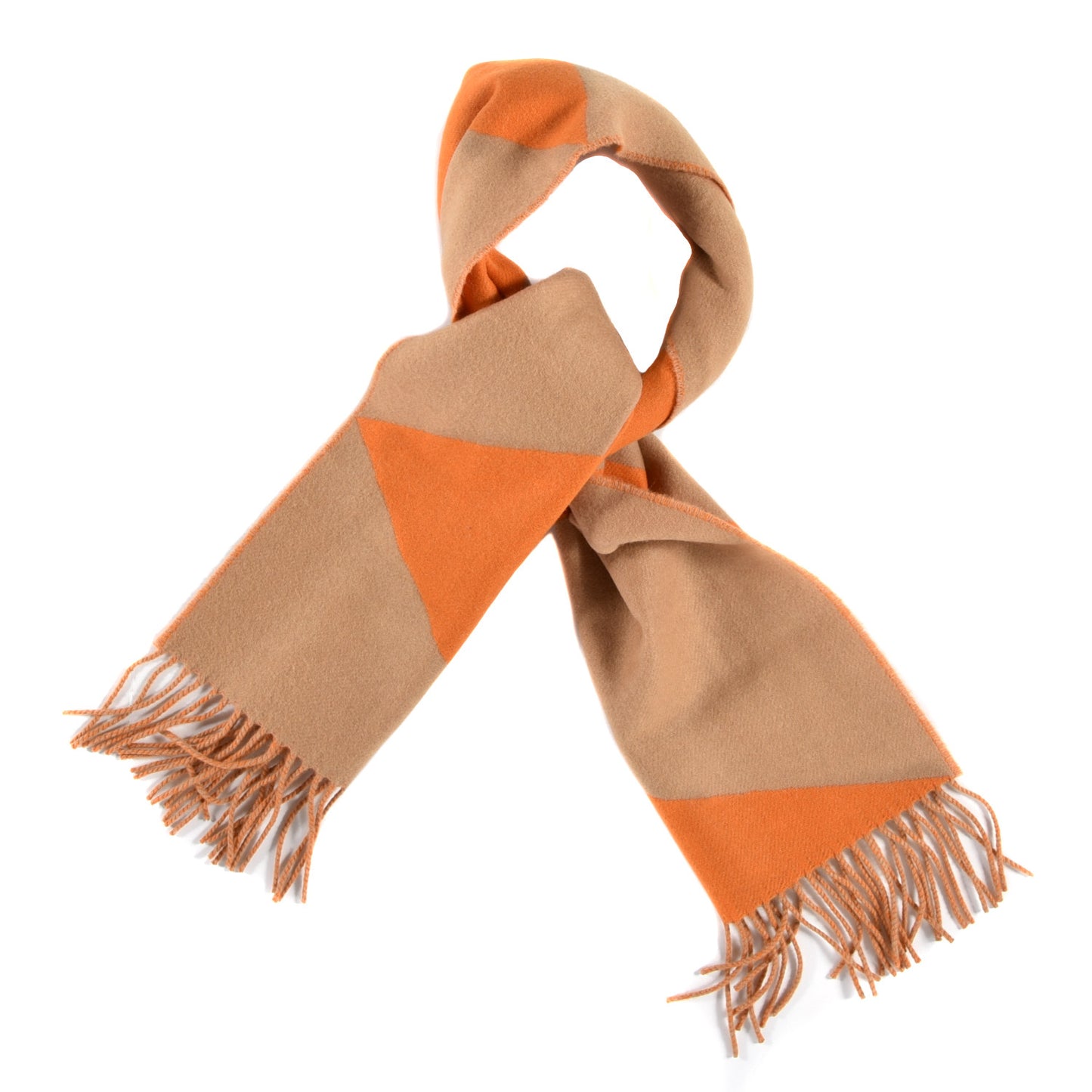 Cashmere Casaque Zig Zag Muffler Camel Mandarine