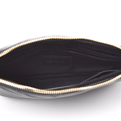 Saint Laurent Calfskin Matelasse Chevron Monogram A5 Wristlet Black 5 of 11