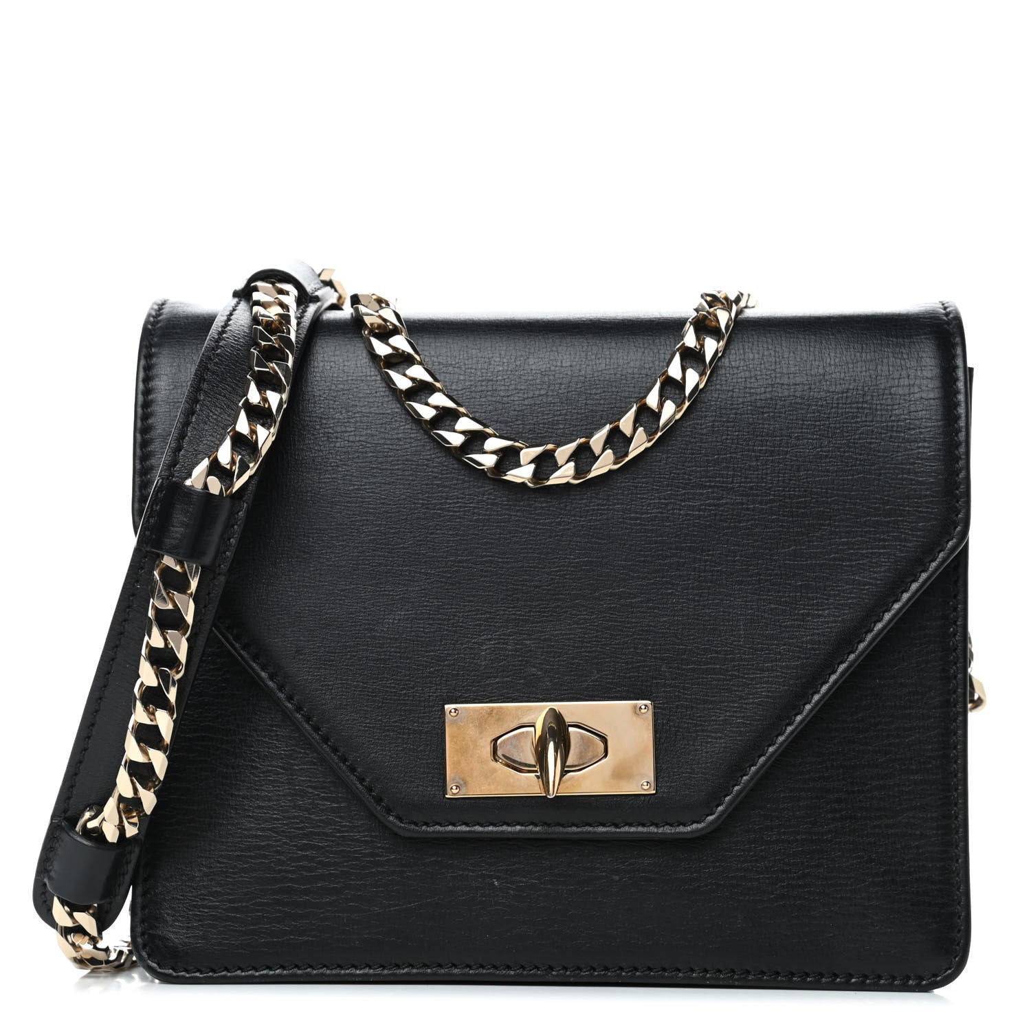 Givenchy Calfskin Shark Lock Chain Clutch Black 1 of 5