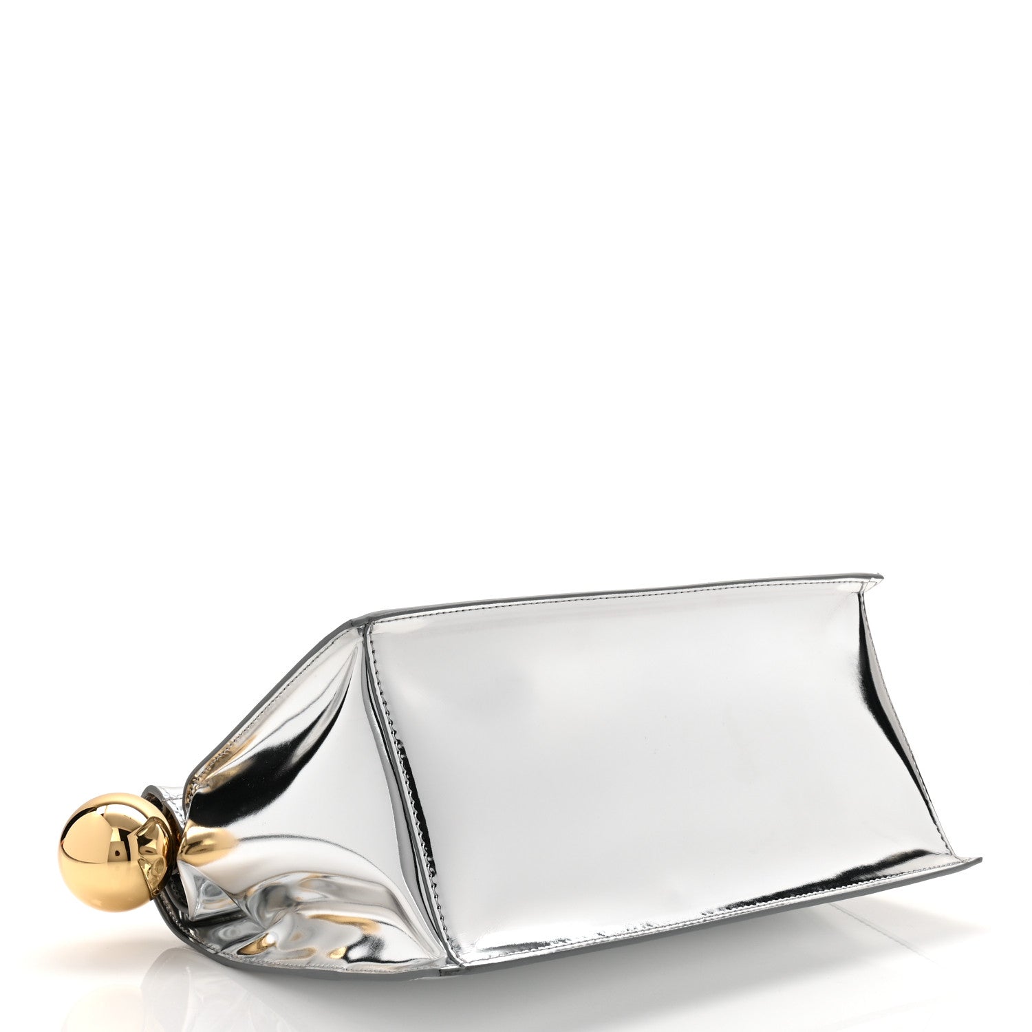 Jacquemus Metallic Patent Calfskin La Pochette Rond Carre Silver 4 of 9