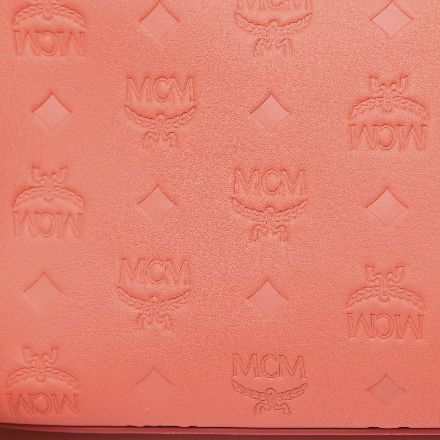MCM Calfskin Ottomar Monogram Essential Boston Bag Hot Coral 9 of 9